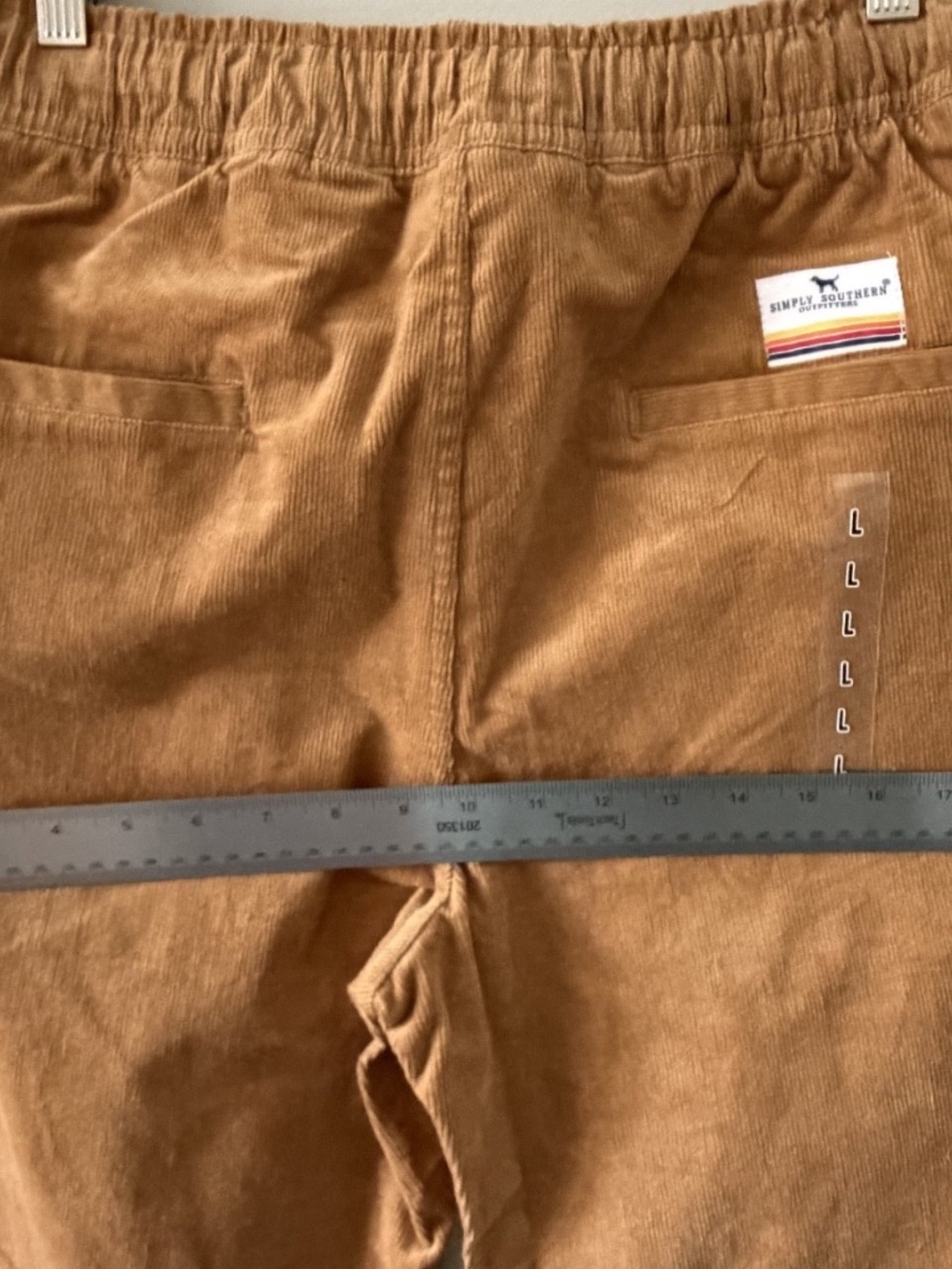 NWT Simply Southern Corduroy Pants Large Tan Camel Slim Straight Leg Pockets - Picture 13 of 13